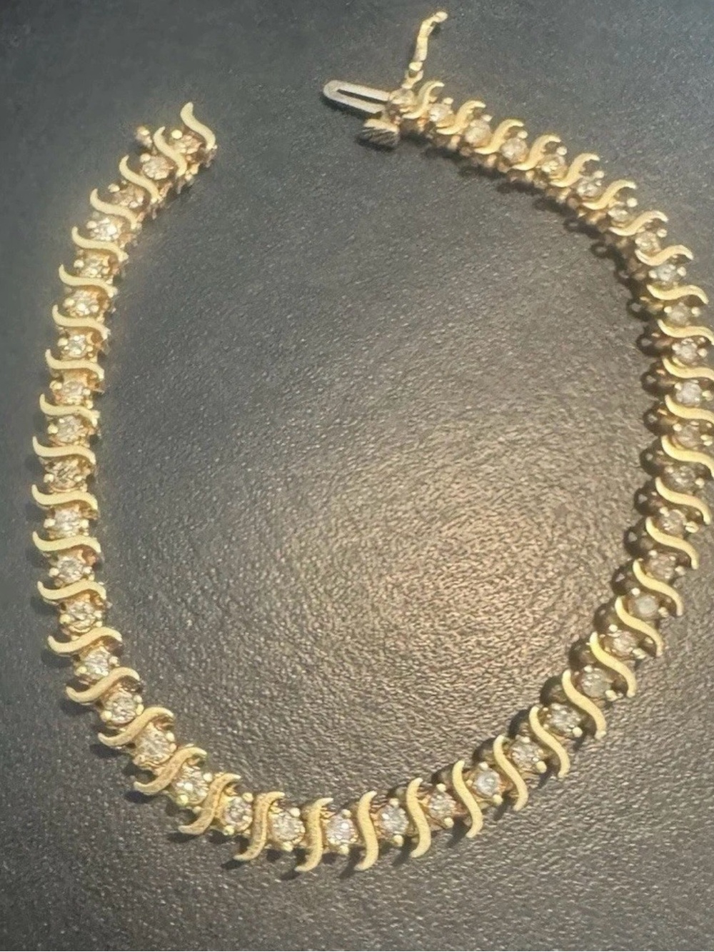 10k Yellow Gold “S” Diamond Tennis Bracelet